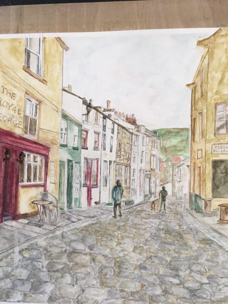 'Staithes in Winter' Watercolour